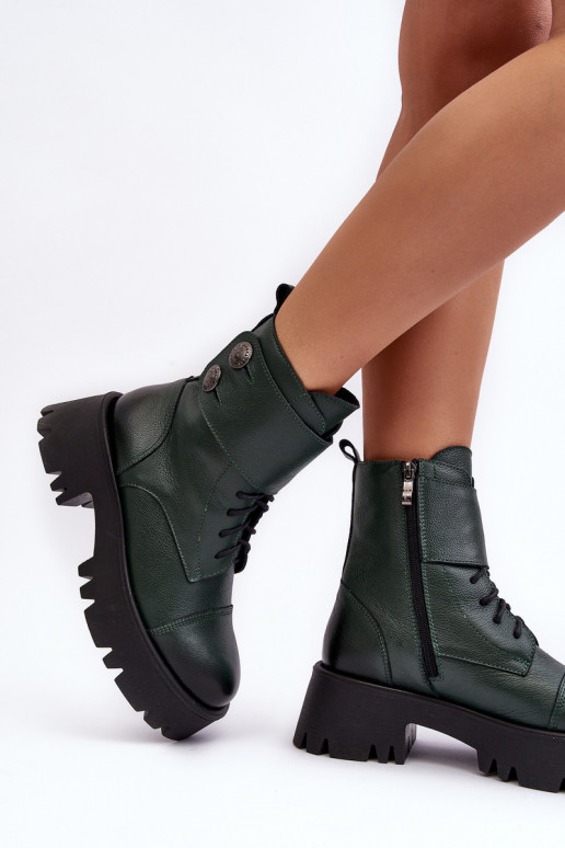 Leather Ankle Boots Women's Green Lemar Anceria Leather Ankle Boots Women's Green Lemar Anceria