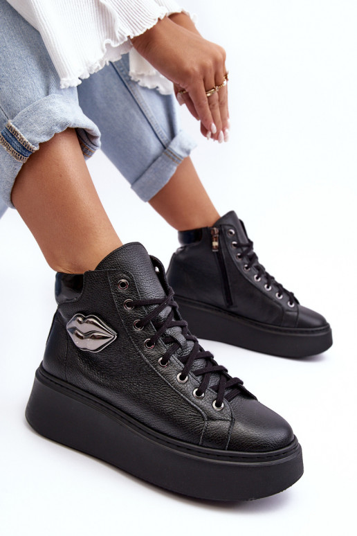 Women's High Zip Sneakers Lemar Black Katerin Women's High Zip Sneakers Lemar Black Katerin