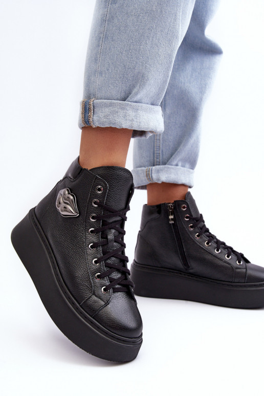 Women's High Zip Sneakers Lemar Black Katerin Women's High Zip Sneakers Lemar Black Katerin