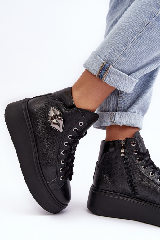 Women's High Zip Sneakers Lemar Black Katerin Women's High Zip Sneakers Lemar Black Katerin