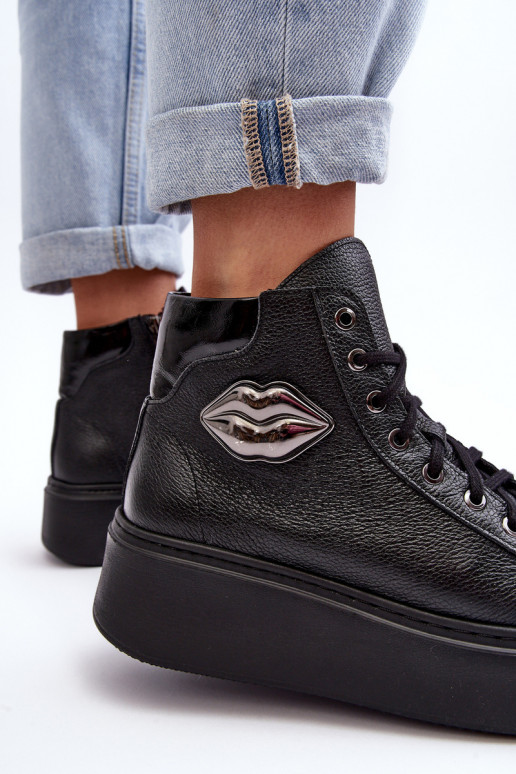 Women's High Zip Sneakers Lemar Black Katerin Women's High Zip Sneakers Lemar Black Katerin