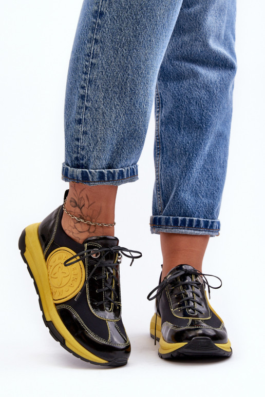 Women's Leather Sport Shoes Maciejka 06295-01 Black-Yellow Women's Leather Sport Shoes Maciejka 06295-01 Black-Yellow
