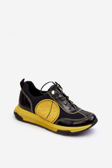 Women's Leather Sport Shoes Maciejka 06295-01 Black-Yellow 2