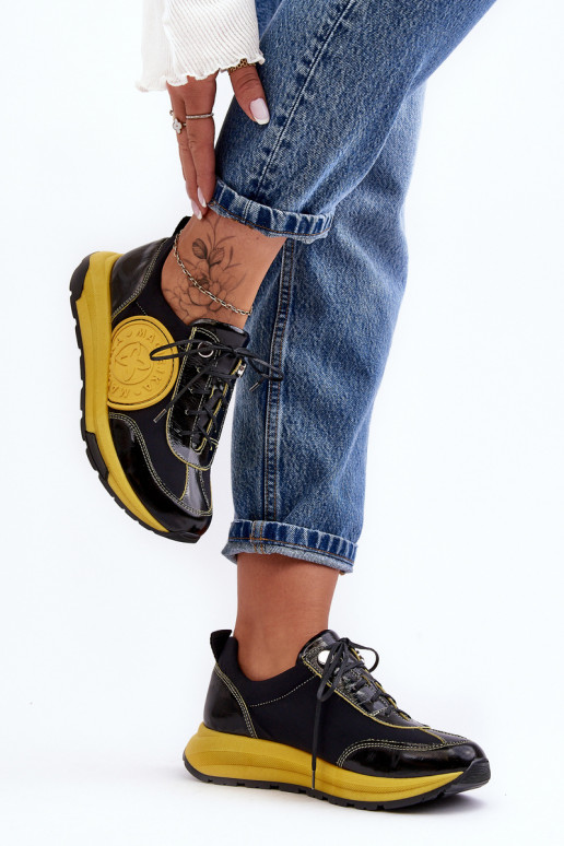 Women's Leather Sport Shoes Maciejka 06295-01 Black-Yellow Women's Leather Sport Shoes Maciejka 06295-01 Black-Yellow