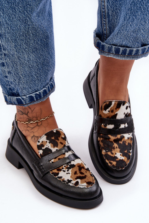 Skórzane Półbuty Mokasyny Damskie Maciejka 06250-01 Czarne