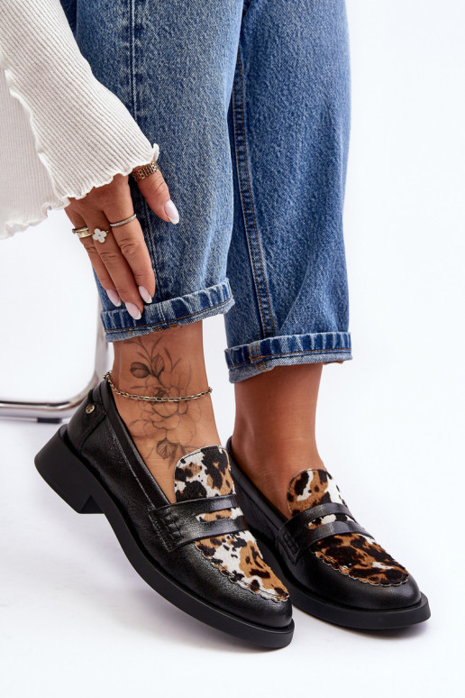 Skórzane Półbuty Mokasyny Damskie Maciejka 06250-01 Czarne