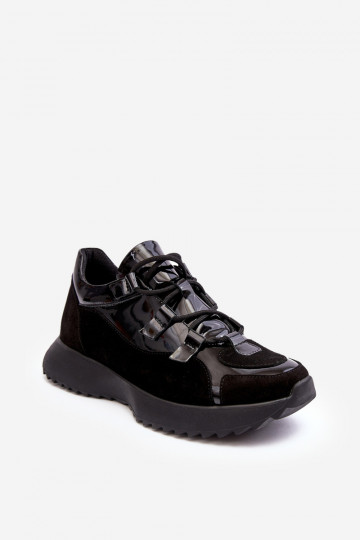 Women's Leather Lacquered Sports Shoes M01/2 Zazoo Black 2