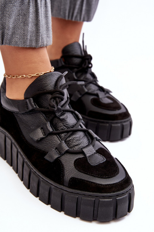 Women's Leather Sport Shoes On Platform M01/1 Zazoo Black Women's Leather Sport Shoes On Platform M01/1 Zazoo Black