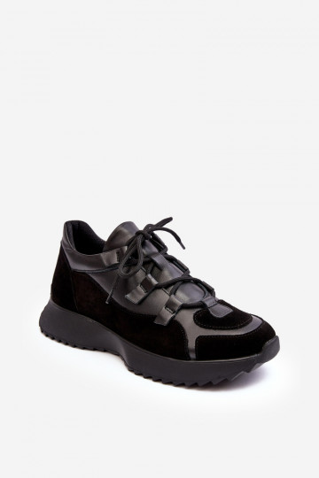Skórzane Buty Sportowe Damskie M01/2 Zazoo Czarne 2