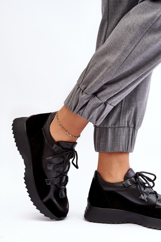 Women's Leather Sports Shoes M01/2 Zazoo Black Women's Leather Sports Shoes M01/2 Zazoo Black