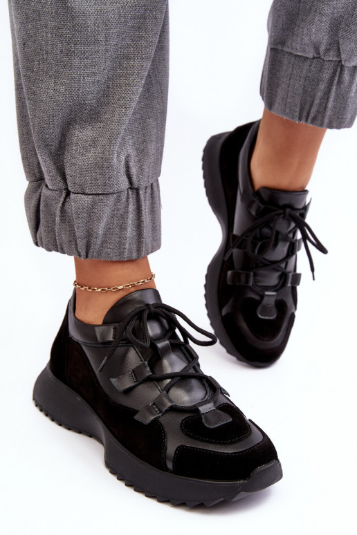 Women's Leather Sports Shoes M01/2 Zazoo Black Women's Leather Sports Shoes M01/2 Zazoo Black