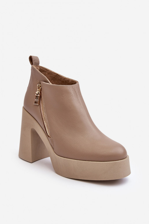 Women's Boots On Massive Heel With Zipper 1755 Zazoo Beige Women's Boots On Massive Heel With Zipper 1755 Zazoo Beige