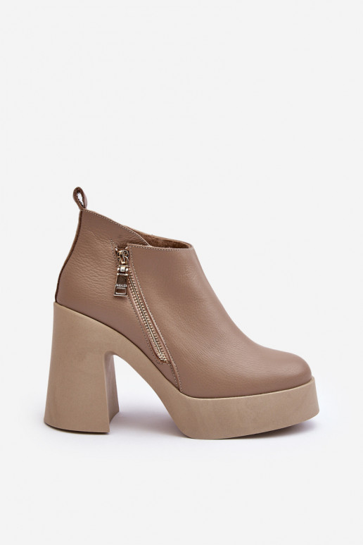 Women's Boots On Massive Heel With Zipper 1755 Zazoo Beige Women's Boots On Massive Heel With Zipper 1755 Zazoo Beige