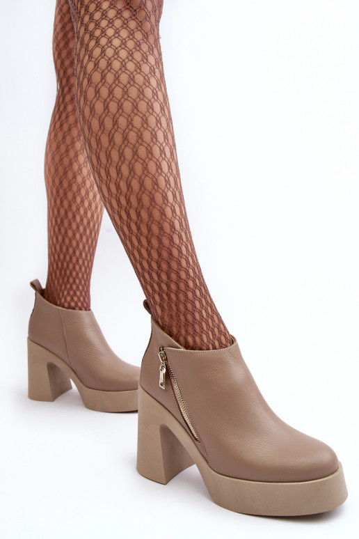 Women's Boots On Massive Heel With Zipper 1755 Zazoo Beige Women's Boots On Massive Heel With Zipper 1755 Zazoo Beige