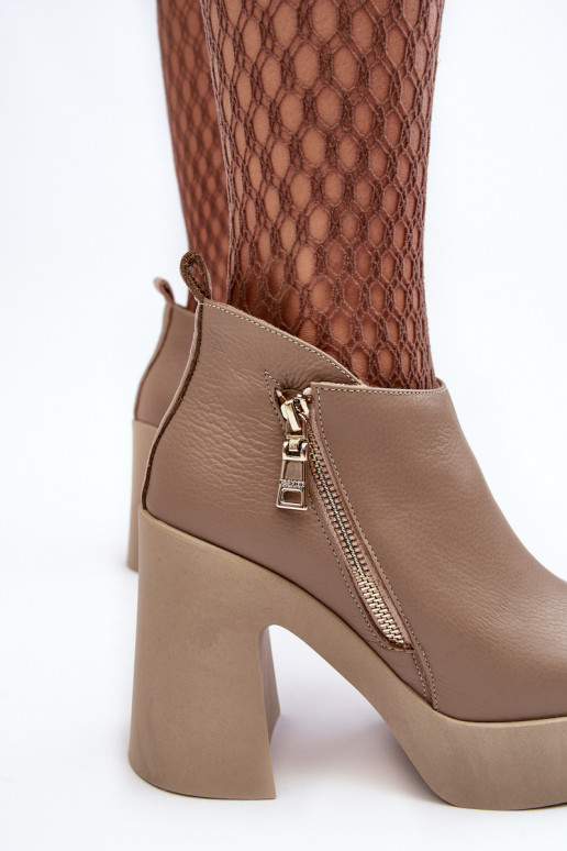 Women's Boots On Massive Heel With Zipper 1755 Zazoo Beige Women's Boots On Massive Heel With Zipper 1755 Zazoo Beige