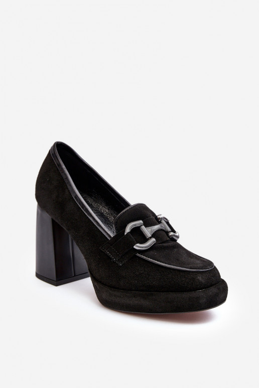 Leather Pumps On Massive Heel Laura Messi 2706 Black Leather Pumps On Massive Heel Laura Messi 2706 Black