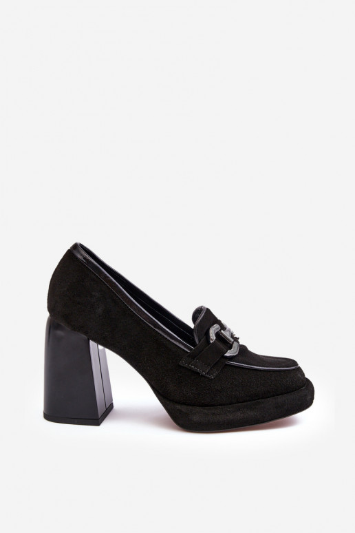 Leather Pumps On Massive Heel Laura Messi 2706 Black Leather Pumps On Massive Heel Laura Messi 2706 Black