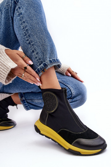 Damskie Skórzane BotkiwithSuwakiem Maciejka 06297-01 Czarne