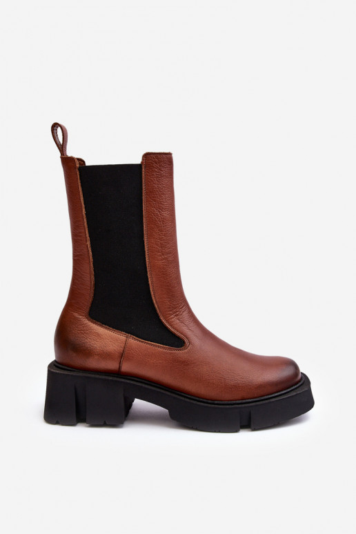 Damskie Botki Sztyblety Laura Messi 2693/229 Brązowe