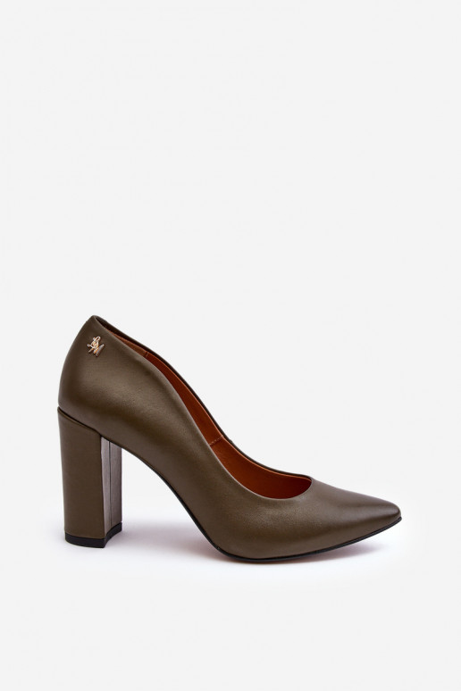 Leather Pumps On Heel Laura Messi 2624/227 Dark Green Leather Pumps On Heel Laura Messi 2624/227 Dark Green