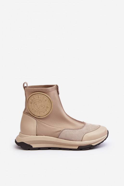 Women's Leather Boots With Zipper Maciejka 06297-22 Beige Women's Leather Boots With Zipper Maciejka 06297-22 Beige