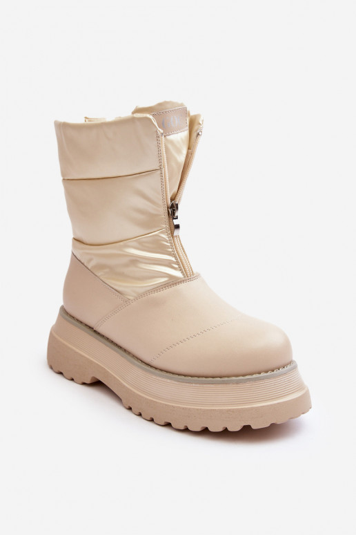 Women's Snow Boots On Thick Sole GOE MM2N4079 Beige Women's Snow Boots On Thick Sole GOE MM2N4079 Beige