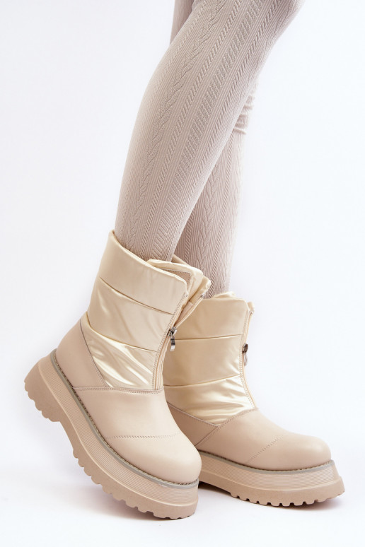 Women's Snow Boots On Thick Sole GOE MM2N4079 Beige Women's Snow Boots On Thick Sole GOE MM2N4079 Beige
