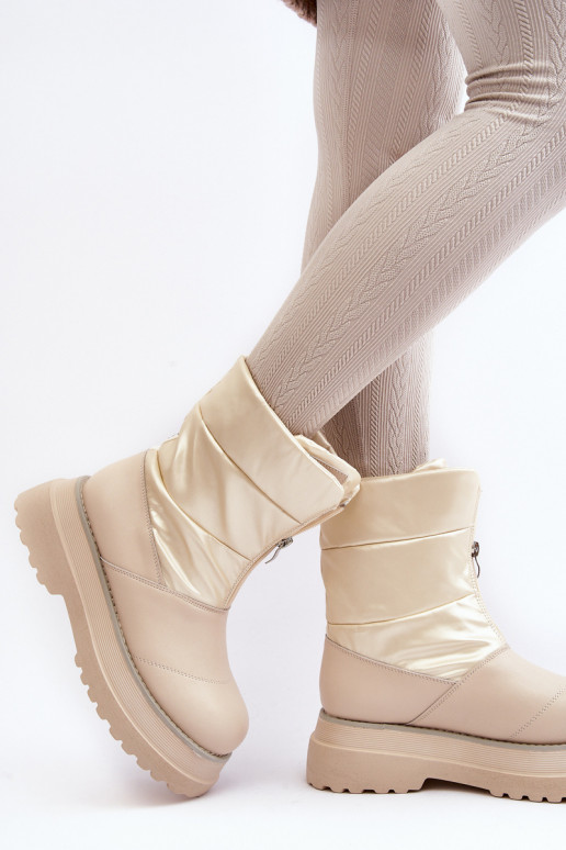 Women's Snow Boots On Thick Sole GOE MM2N4079 Beige Women's Snow Boots On Thick Sole GOE MM2N4079 Beige