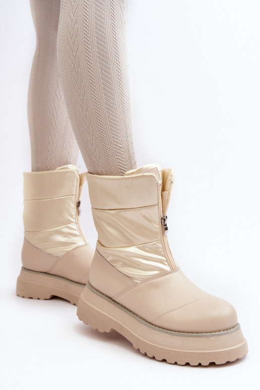 Women's Snow Boots On Thick Sole GOE MM2N4079 Beige Women's Snow Boots On Thick Sole GOE MM2N4079 Beige