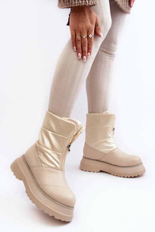 Women's Snow Boots On Thick Sole GOE MM2N4079 Beige Women's Snow Boots On Thick Sole GOE MM2N4079 Beige