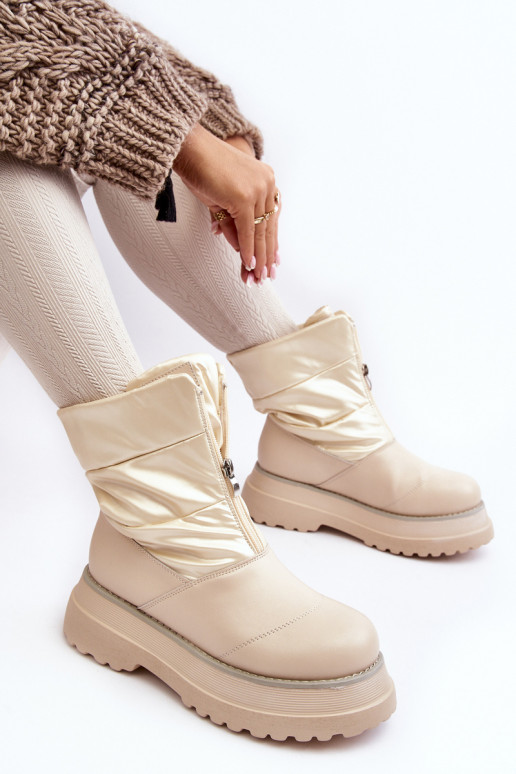 Women's Snow Boots On Thick Sole GOE MM2N4079 Beige Women's Snow Boots On Thick Sole GOE MM2N4079 Beige