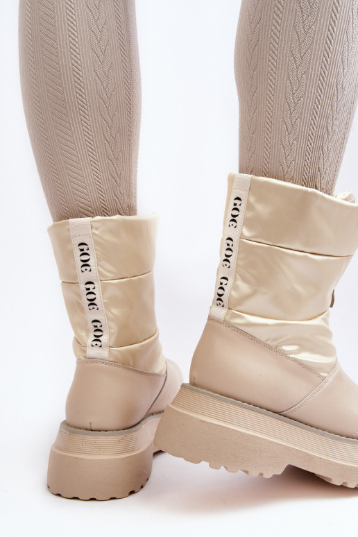Women's Snow Boots On Thick Sole GOE MM2N4079 Beige Women's Snow Boots On Thick Sole GOE MM2N4079 Beige