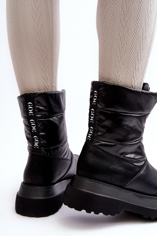 Women's Snow Boots With Thick Sole And Zipper GOE MM2N4078 Black
