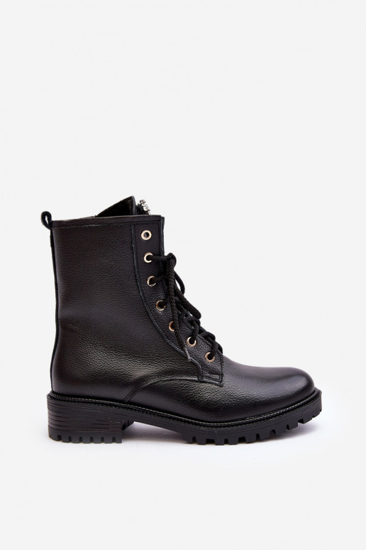 Leather Women's Boots Workery With Decoration Zazoo 1757 Black Leather Women's Boots Workery With Decoration Zazoo 1757 Black