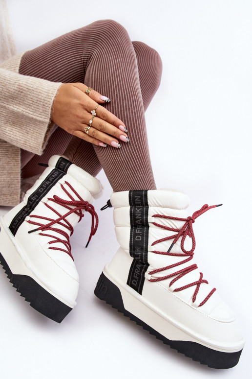 Women's snow boots with thick vegan sole D.Franklin DFSH371007 White Women's snow boots with thick vegan sole D.Franklin DFSH371007 White