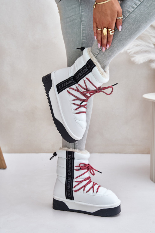 Women's snow boots with thick vegan sole D.Franklin DFSH371007 White Women's snow boots with thick vegan sole D.Franklin DFSH371007 White