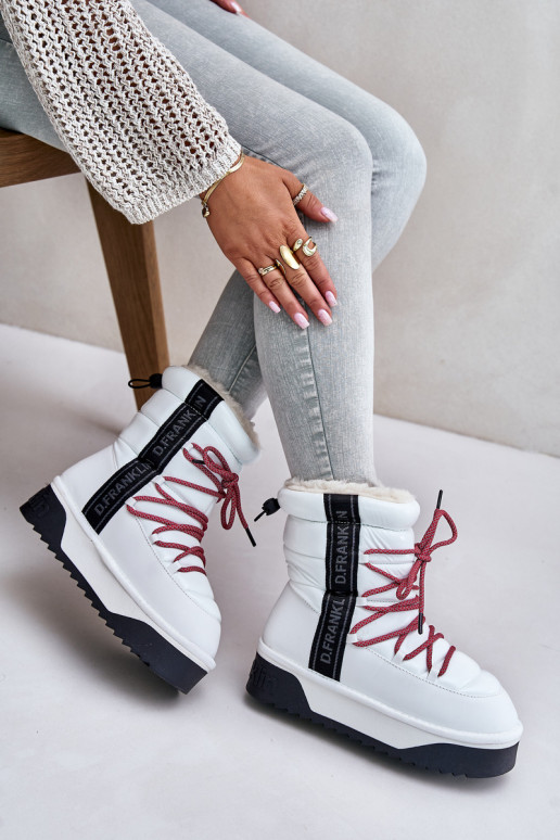 Women's snow boots with thick vegan sole D.Franklin DFSH371007 White Women's snow boots with thick vegan sole D.Franklin DFSH371007 White