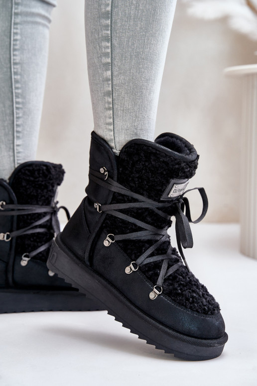 Waterproof platform snow boots vegan D.Franklin DFSH370004 Black