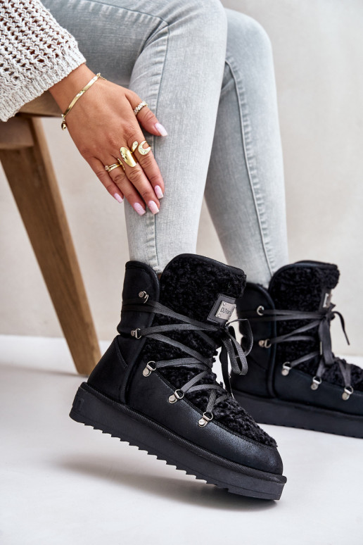 Waterproof platform snow boots vegan D.Franklin DFSH370004 Black