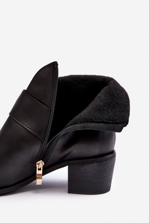 Women's leather ankle boots with low heel and buckle black Liliane