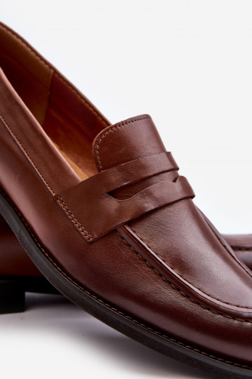 Męskie Skórzane Półbuty Loafersy Zazoo 1570/1 Brązowe 2