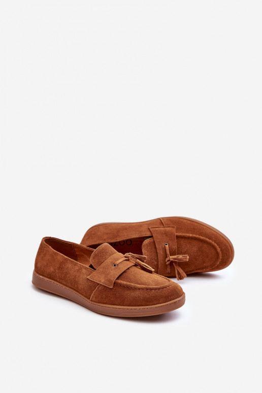 Men's Suede Loafers Shoes Zazoo 1566 Brown Men's Suede Loafers Shoes Zazoo 1566 Brown