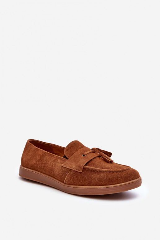 Men's Suede Loafers Shoes Zazoo 1566 Brown Men's Suede Loafers Shoes Zazoo 1566 Brown
