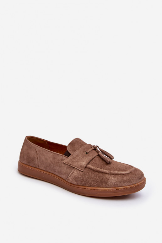 Men's Suede Loafers Shoes Zazoo 1566 Brown Men's Suede Loafers Shoes Zazoo 1566 Brown