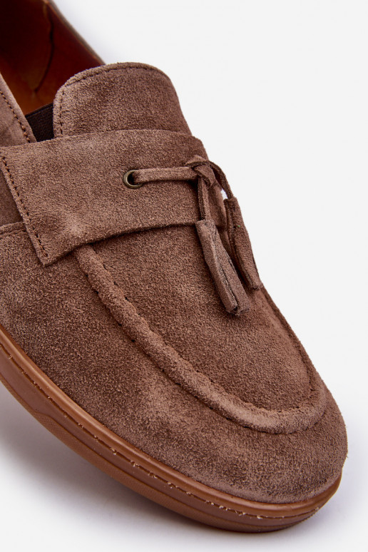 Men's Suede Loafers Shoes Zazoo 1566 Brown Men's Suede Loafers Shoes Zazoo 1566 Brown