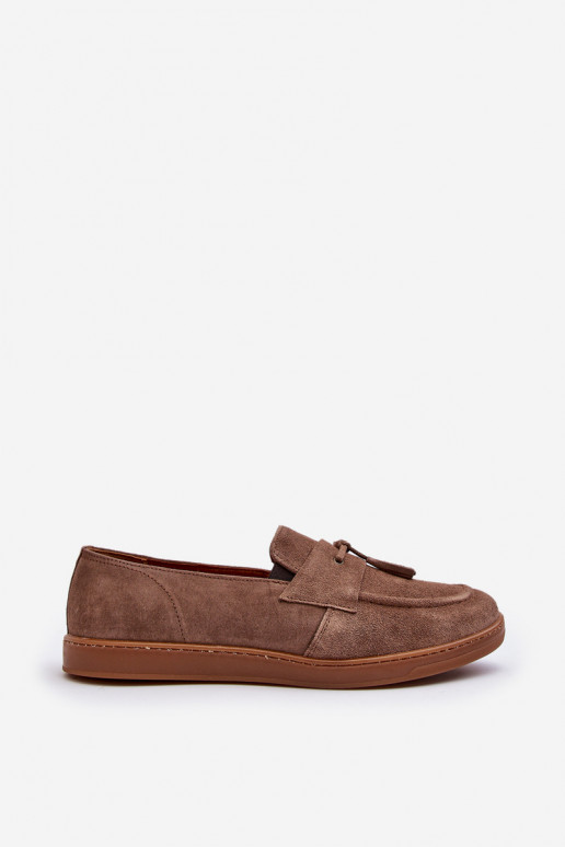 Men's Suede Loafers Shoes Zazoo 1566 Brown Men's Suede Loafers Shoes Zazoo 1566 Brown