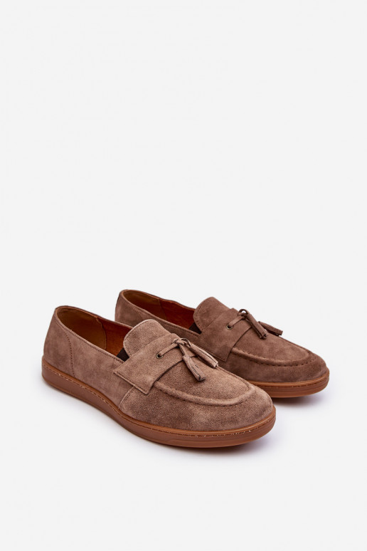 Men's Suede Loafers Shoes Zazoo 1566 Brown Men's Suede Loafers Shoes Zazoo 1566 Brown