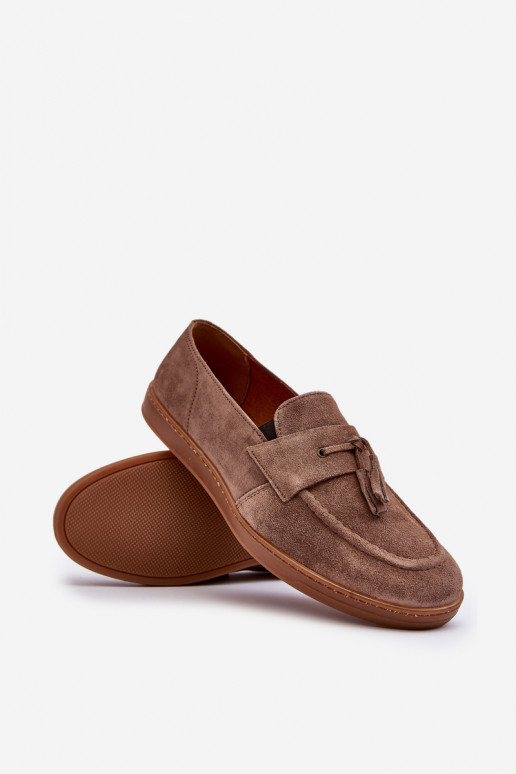 Men's Suede Loafers Shoes Zazoo 1566 Brown Men's Suede Loafers Shoes Zazoo 1566 Brown