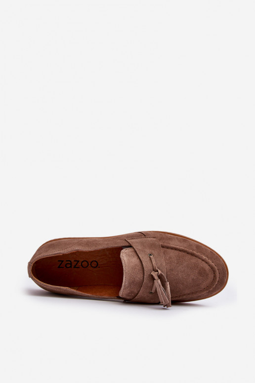 Men's Suede Loafers Shoes Zazoo 1566 Brown Men's Suede Loafers Shoes Zazoo 1566 Brown