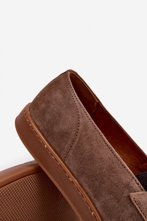Men's Suede Loafers Shoes Zazoo 1566 Brown Men's Suede Loafers Shoes Zazoo 1566 Brown